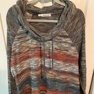 Multicolor cowl neck top